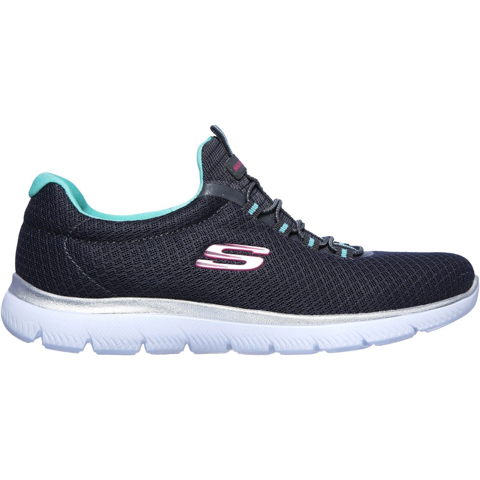 Women s Wide Fit Skechers 12980 Summits Slip On Sports Trainers Charcoal Green Skechers Wide Fit Shoes Wide Fit Shoes UK