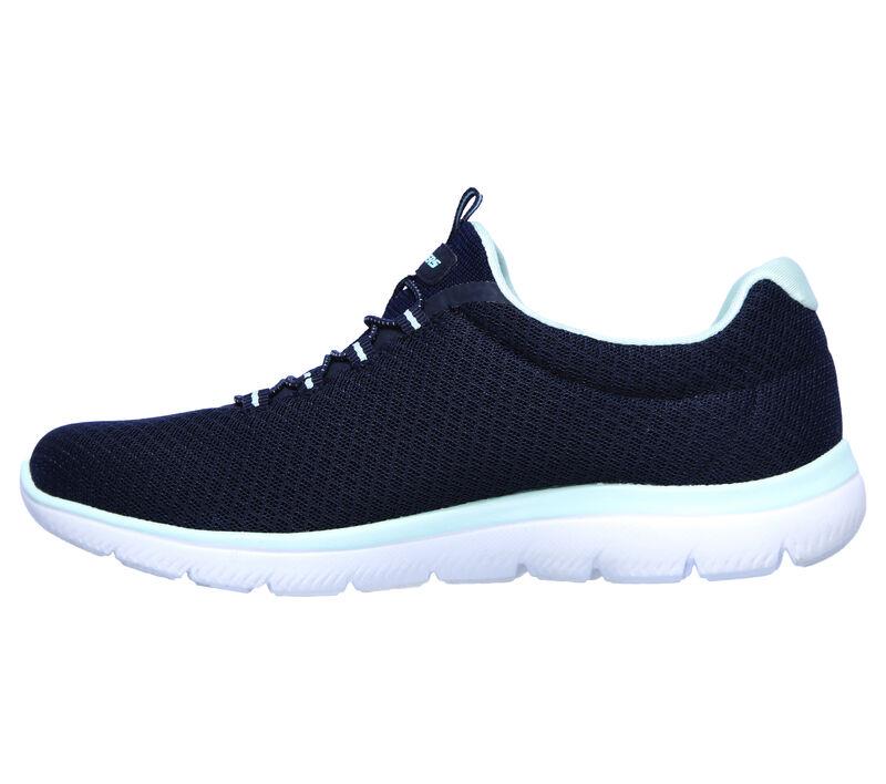 Women's Wide Fit Skechers 12980 Summits Slip On Sports Trainers - Navy/Aqua