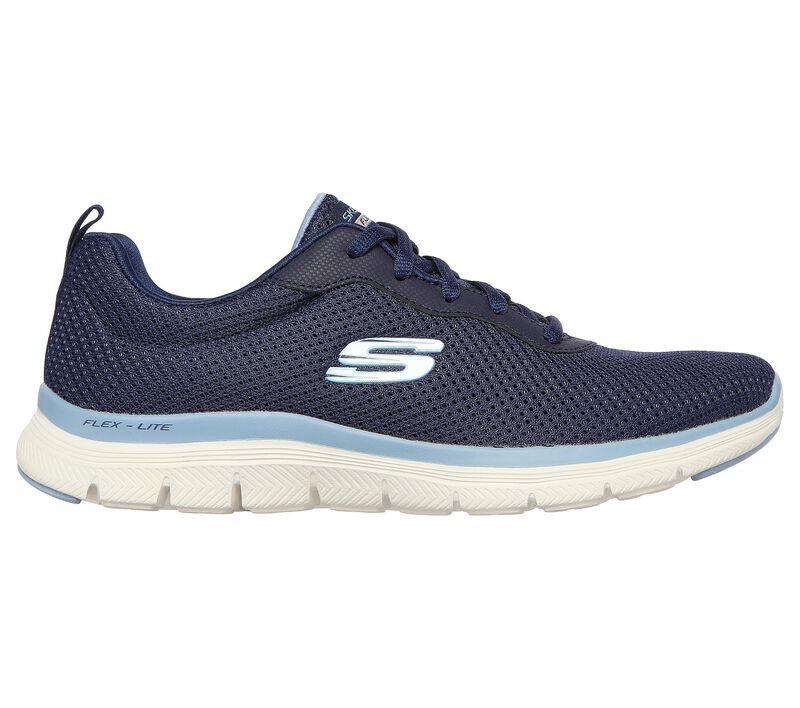 Womens Wide Fit Skechers Flex Appeal 4.0 - 149303 Walking Trainers - Navy Blue