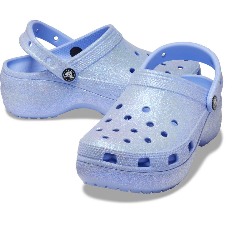 Women's Wide Fit Crocs 207241 Classic Platform Glitter Clog Sandals