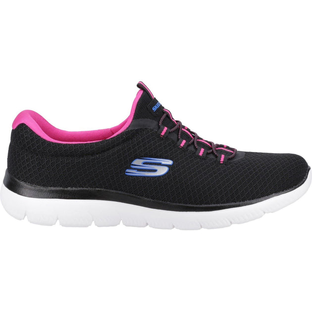 Women's Wide Fit Skechers 12980 Summits Slip On Sports Trainers - Black ...