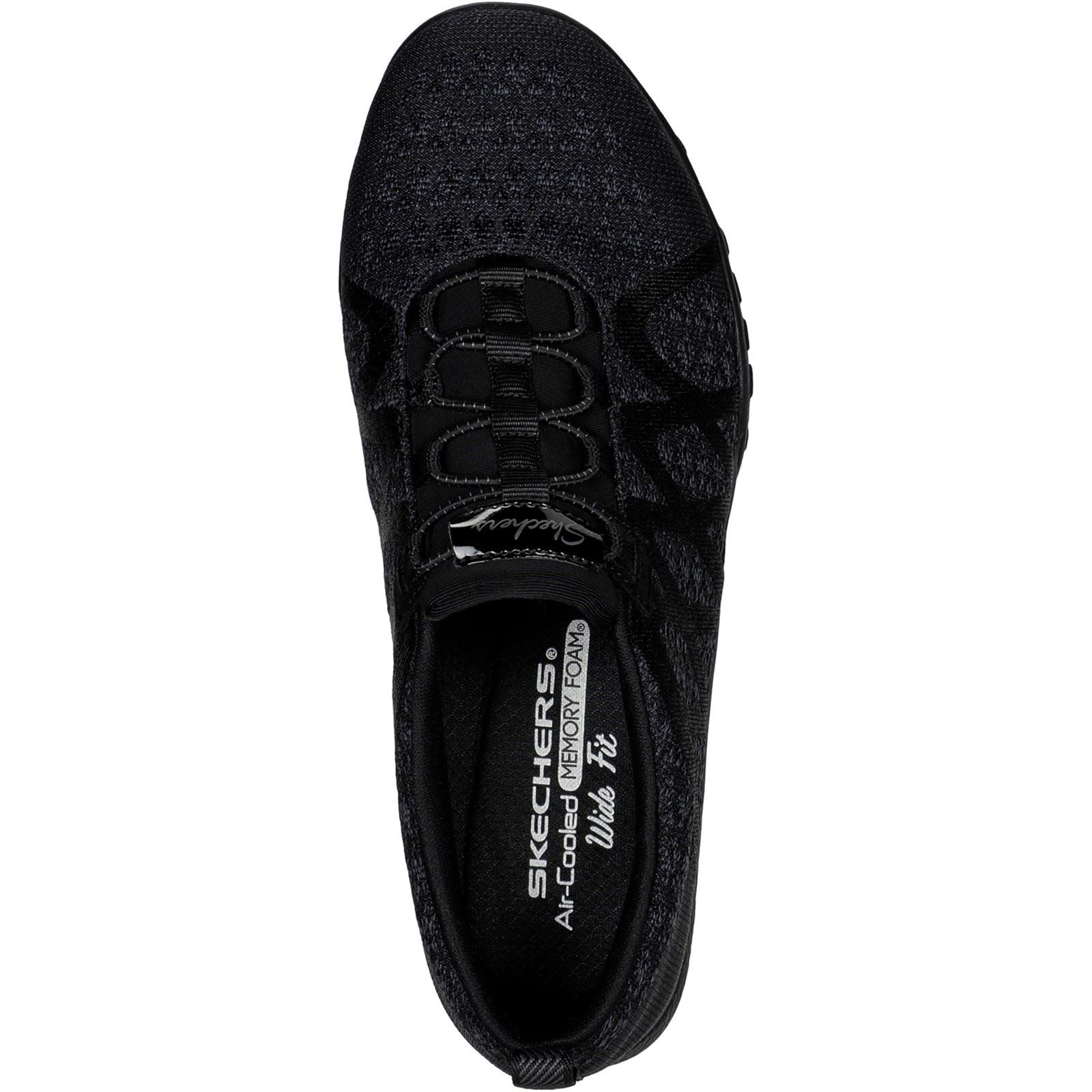 Women s Wide Fit Skechers 100301 Relaxed Fit Breathe Easy Infi Knity Trainers Black Skechers Wide Fit Shoes Wide Fit Shoes UK