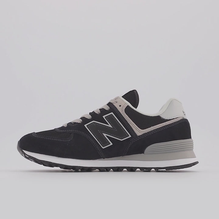 Men's Wide Fit New Balance  ML574EVB Running Trainers - Exclusive - Black/White ENCAP