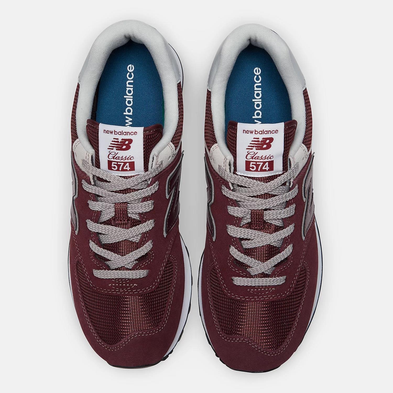 Women s Wide Fit New Balance ML574EVM Running Trainers Exclusive Burgundy White New Balance Wide Fit Shoes Wide Fit Shoes UK